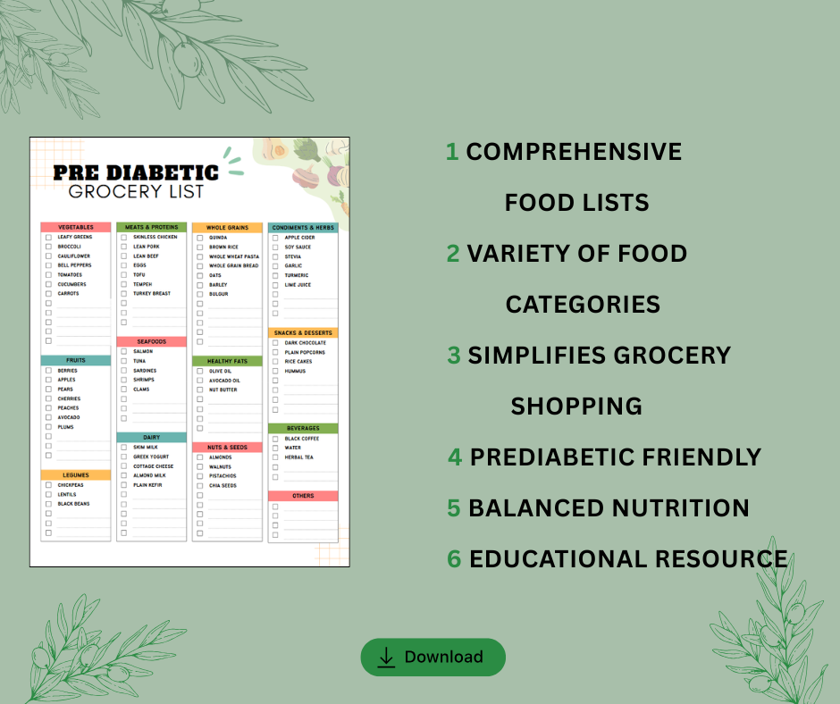 Pre-Diabetic & Diabetic Grocery List | Low Glycemic Shopping Guide (Digital Download)