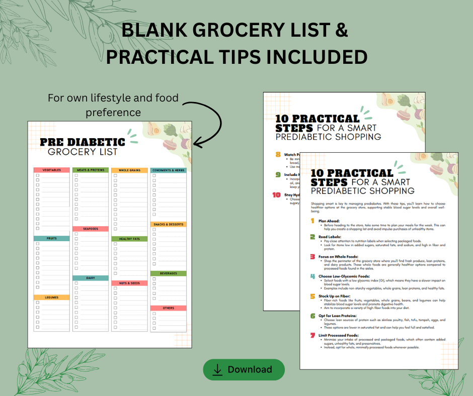 Pre-Diabetic & Diabetic Grocery List | Low Glycemic Shopping Guide (Digital Download)